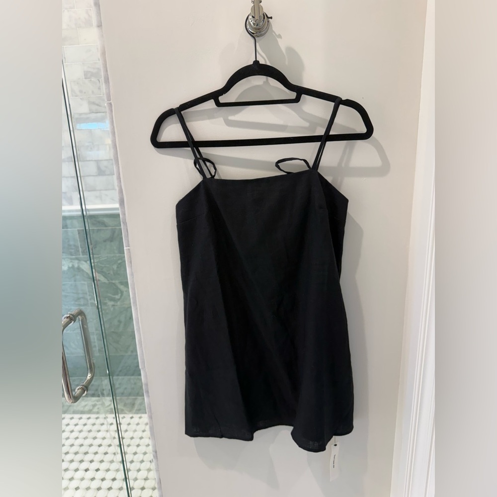 Reformation Black Satin Spaghetti-Strap Mini Dress - Picture 5 of 6